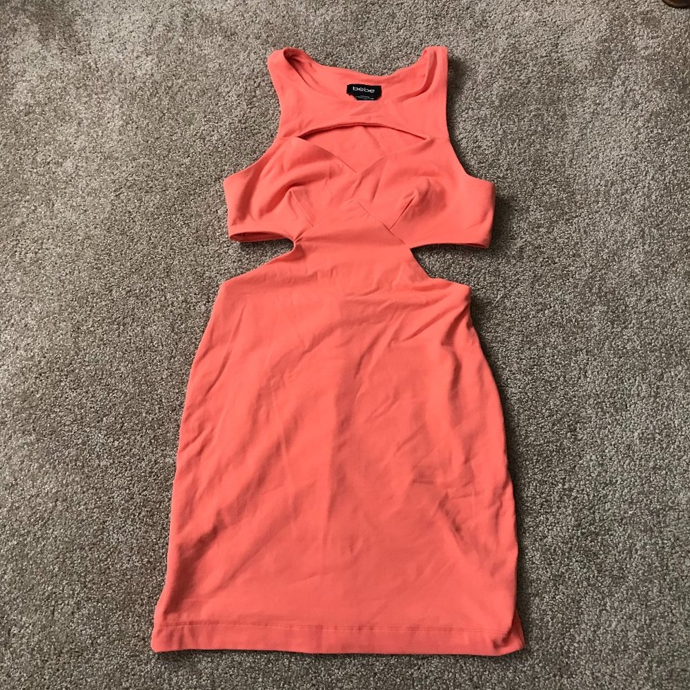 bebe Orange Sherbet Cut-Out Dress Small